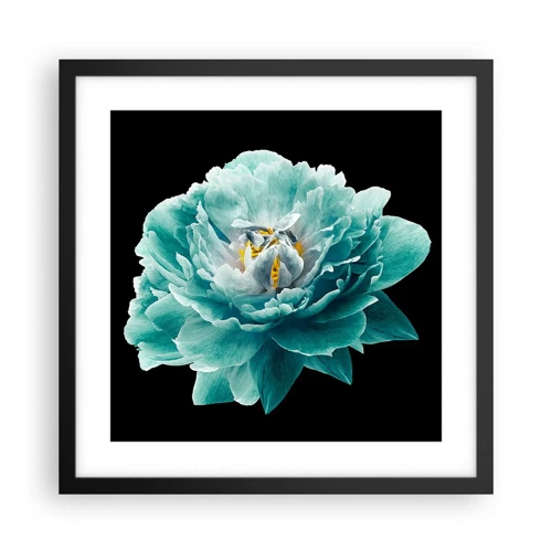 Poster in cornice nera - Petali blu e oro - 40x40 cm