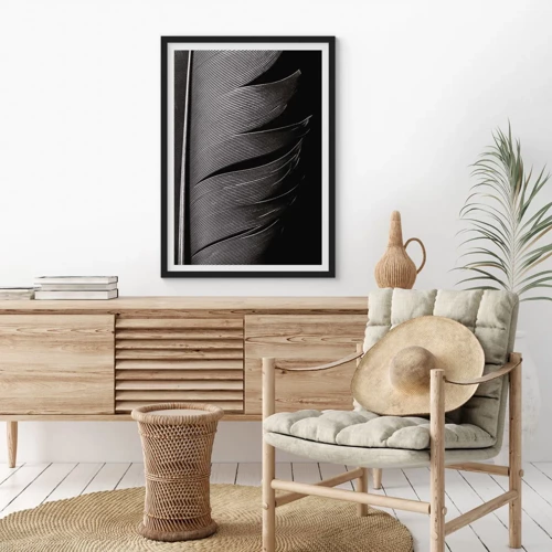 Poster in cornice nera - Piuma: struttura meravigliosa - 50x70 cm