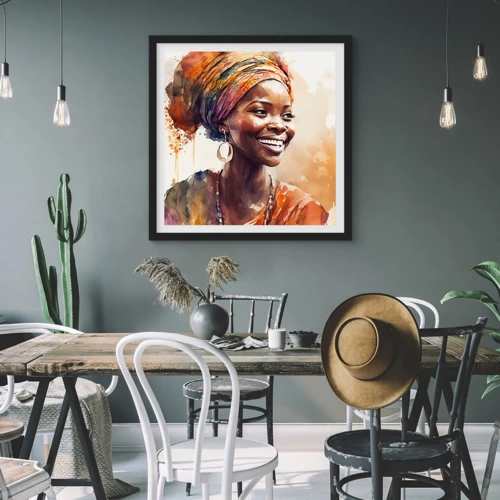 Poster in cornice nera - Regina africana - 30x30 cm