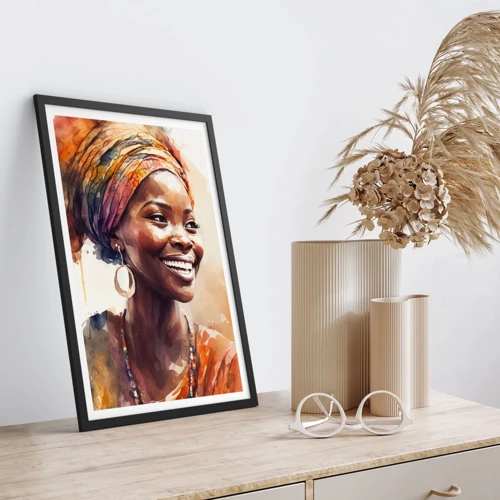 Poster in cornice nera - Regina africana - 30x40 cm