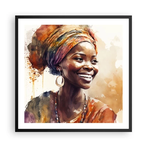 Poster in cornice nera - Regina africana - 60x60 cm