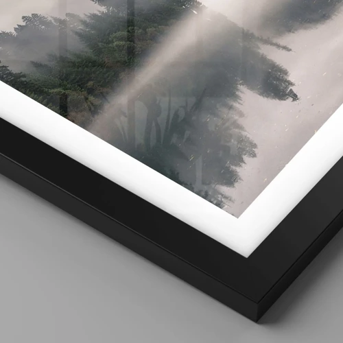 Poster in cornice nera - Riflettendo nella nebbia - 30x30 cm