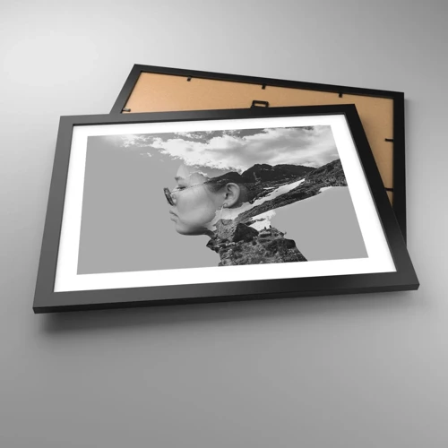 Poster in cornice nera - Ritratto montano nuvoloso - 40x30 cm