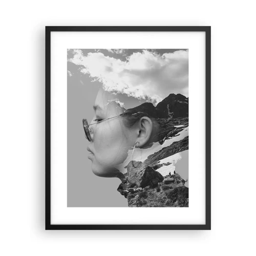 Poster in cornice nera - Ritratto montano nuvoloso - 40x50 cm