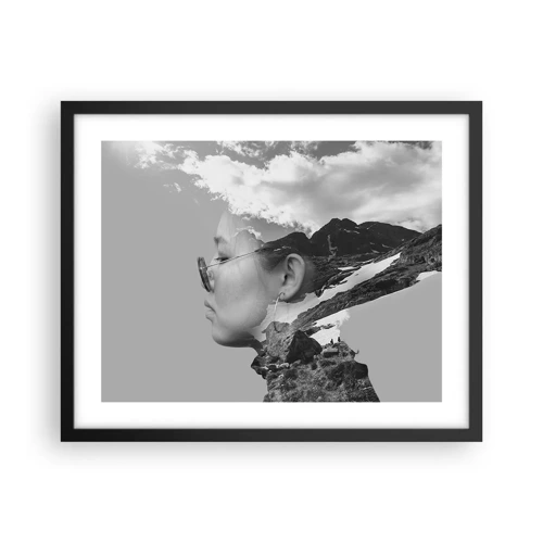 Poster in cornice nera - Ritratto montano nuvoloso - 50x40 cm