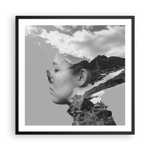 Poster in cornice nera - Ritratto montano nuvoloso - 60x60 cm