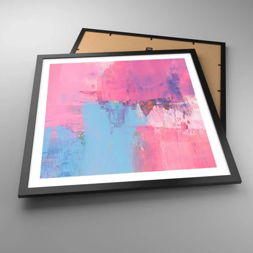 Poster in cornice nera - Rosa, blu e un pizzico di luce - 50x50 cm