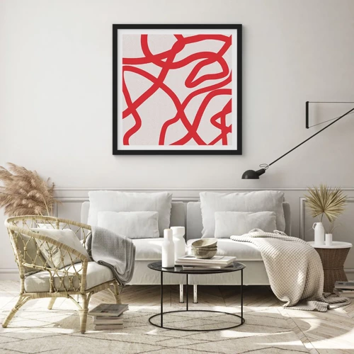 Poster in cornice nera - Rosso su bianco - 40x40 cm