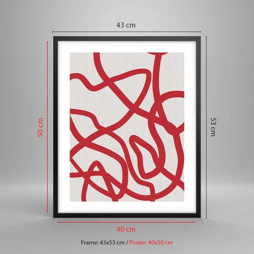 Poster in cornice nera - Rosso su bianco - 40x50 cm