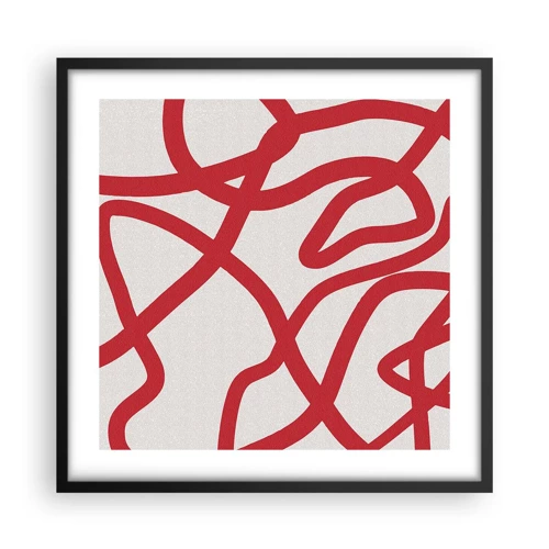 Poster in cornice nera - Rosso su bianco - 50x50 cm