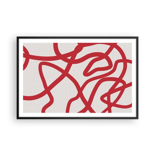 Poster in cornice nera - Rosso su bianco - 91x61 cm