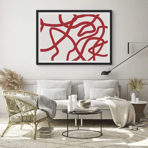 Poster in cornice nera - Rosso su bianco - 91x61 cm