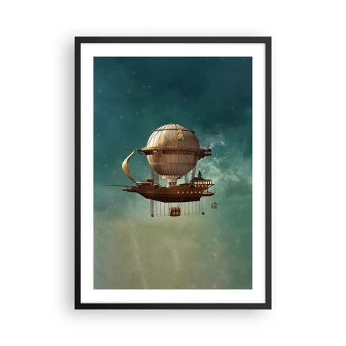 Poster in cornice nera - Saluti da Jules Verne - 50x70 cm