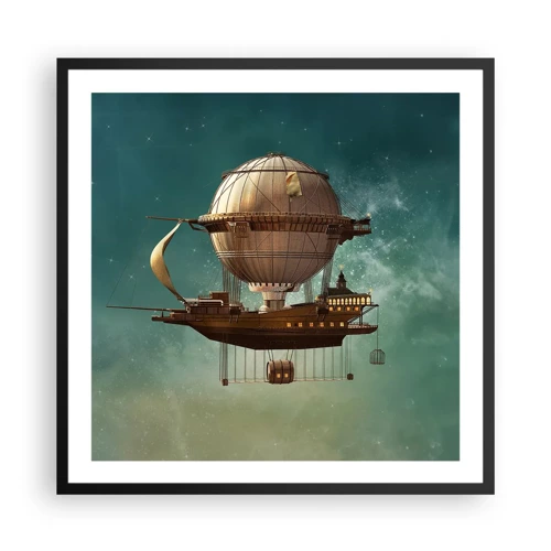 Poster in cornice nera - Saluti da Jules Verne - 60x60 cm