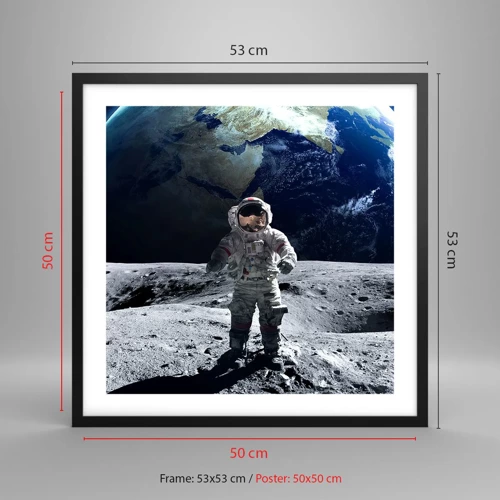 Poster in cornice nera - Saluti dalla luna - 50x50 cm