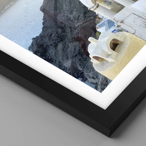 Poster in cornice nera - Santorini: aggrappate alle rocce - 30x30 cm