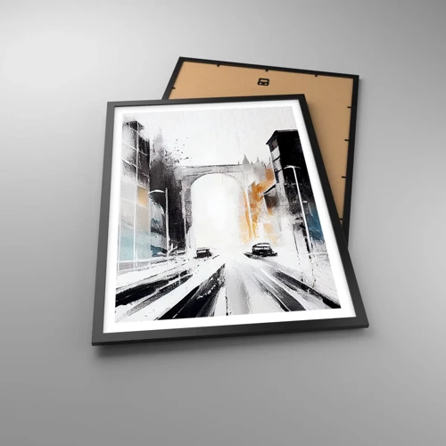Poster in cornice nera - Studio di città: architettura e movimento - 50x70 cm