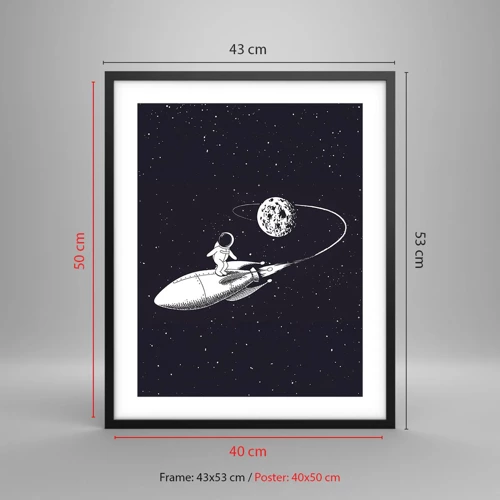 Poster in cornice nera - Surfista spaziale - 40x50 cm