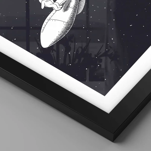 Poster in cornice nera - Surfista spaziale - 40x50 cm