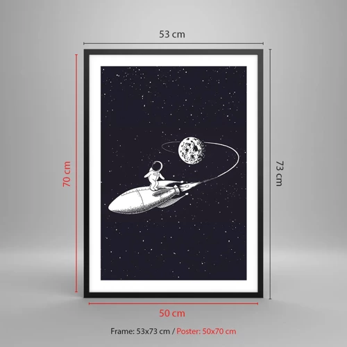 Poster in cornice nera - Surfista spaziale - 50x70 cm