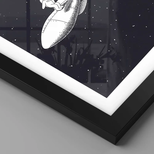 Poster in cornice nera - Surfista spaziale - 50x70 cm