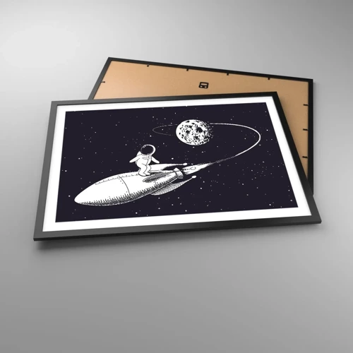 Poster in cornice nera - Surfista spaziale - 70x50 cm