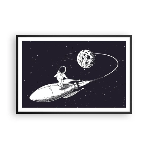 Poster in cornice nera - Surfista spaziale - 91x61 cm