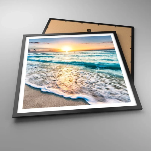 Poster in cornice nera - Tramonto sul mare - 60x60 cm