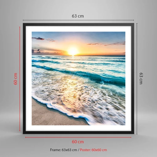 Poster in cornice nera - Tramonto sul mare - 60x60 cm