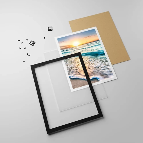 Poster in cornice nera - Tramonto sul mare - 70x100 cm