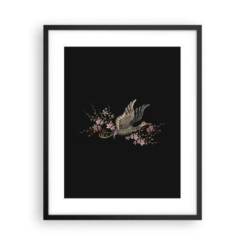 Poster in cornice nera - Uccello esotico ricamato - 40x50 cm