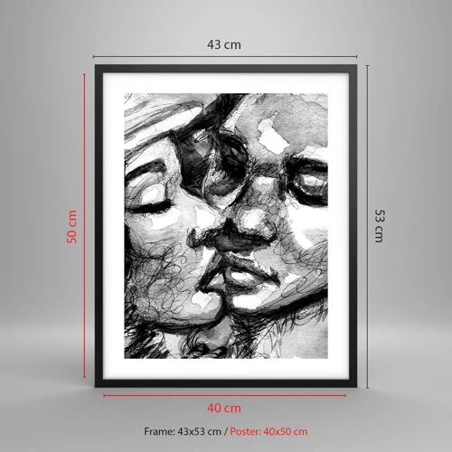 Poster in cornice nera - Un attimo di tenerezza - 40x50 cm