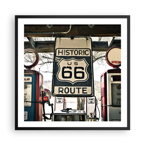 Poster in cornice nera - Viaggio retro americano - 60x60 cm