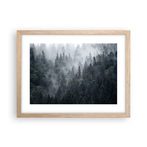 Poster in cornice rovere chiaro - Alba nel bosco - 40x30 cm