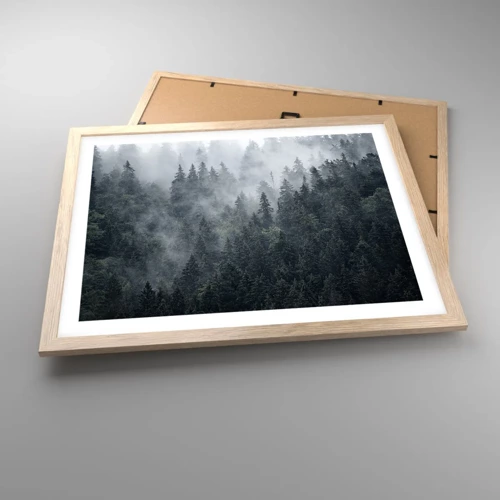 Poster in cornice rovere chiaro - Alba nel bosco - 50x40 cm