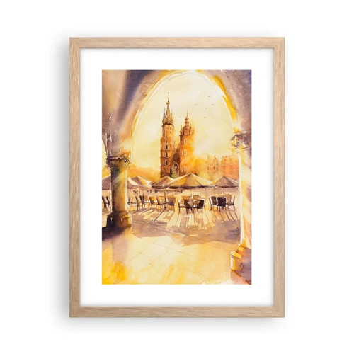 Poster in cornice rovere chiaro - Alba sulla piazza di Cracovia - 30x40 cm