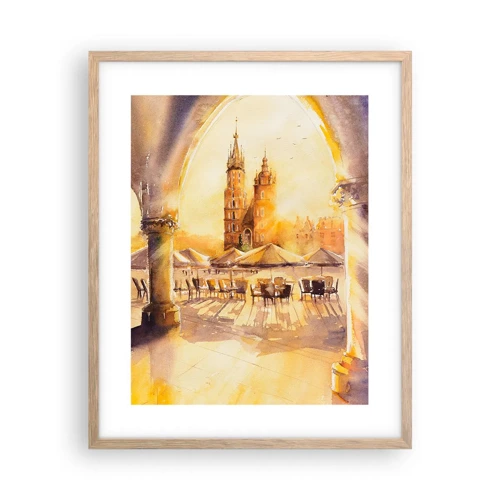 Poster in cornice rovere chiaro - Alba sulla piazza di Cracovia - 40x50 cm