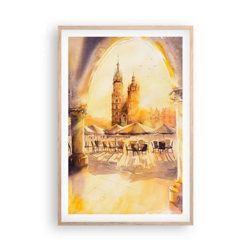 Poster in cornice rovere chiaro - Alba sulla piazza di Cracovia - 61x91 cm