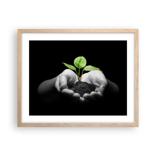 Poster in cornice rovere chiaro - Amo la natura, la proteggo - 50x40 cm