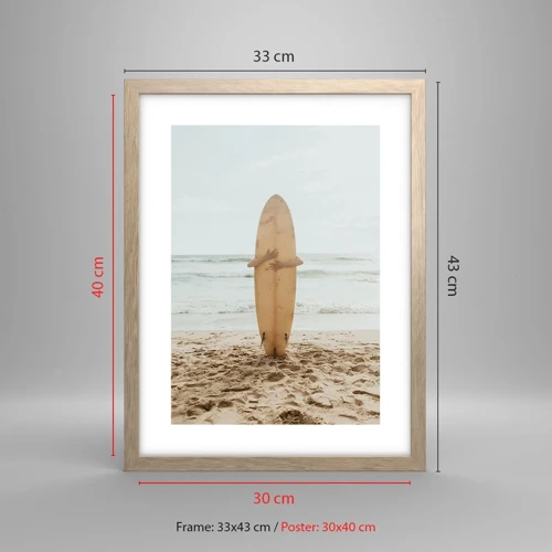 Poster in cornice rovere chiaro - Amore per le onde - 30x40 cm
