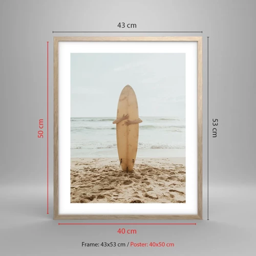 Poster in cornice rovere chiaro - Amore per le onde - 40x50 cm