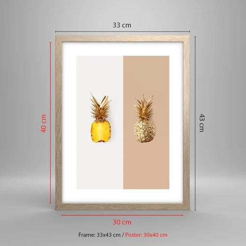 Poster in cornice rovere chiaro - Ananas per due - 30x40 cm