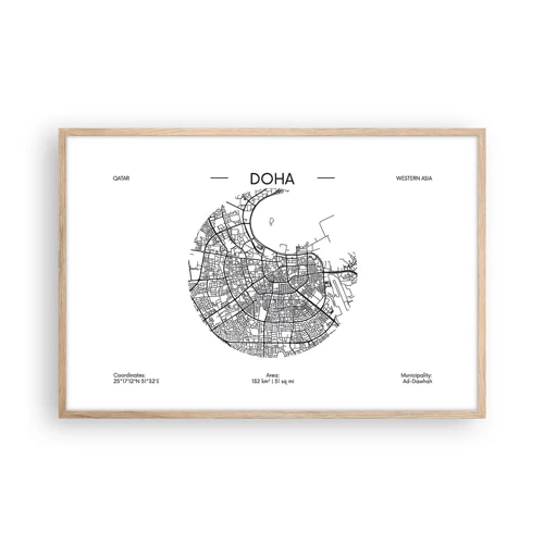 Poster in cornice rovere chiaro - Anatomia di Doha - 91x61 cm