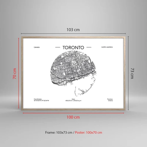 Poster in cornice rovere chiaro - Anatomia di Toronto - 100x70 cm