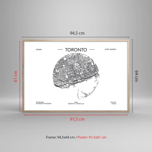 Poster in cornice rovere chiaro - Anatomia di Toronto - 91x61 cm