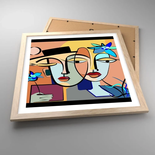 Poster in cornice rovere chiaro - Appuntamento in stile Picasso - 40x40 cm