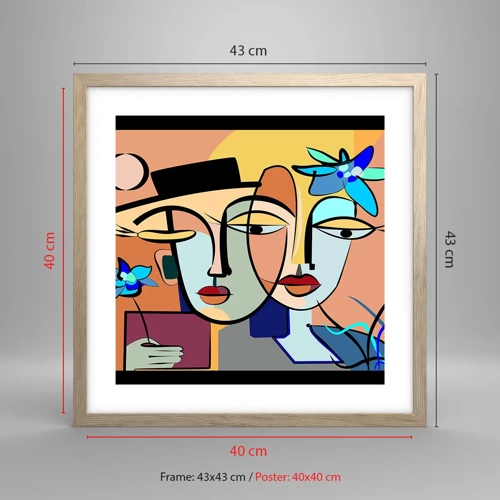 Poster in cornice rovere chiaro - Appuntamento in stile Picasso - 40x40 cm