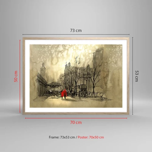 Poster in cornice rovere chiaro - Appuntamento nella nebbia di Londra  - 70x50 cm