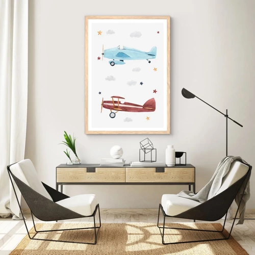 Poster in cornice rovere chiaro - Aspettando il pilota - 30x40 cm