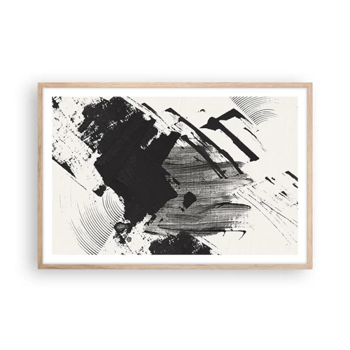 Poster in cornice rovere chiaro - Astrazione: espressione di nero - 91x61 cm